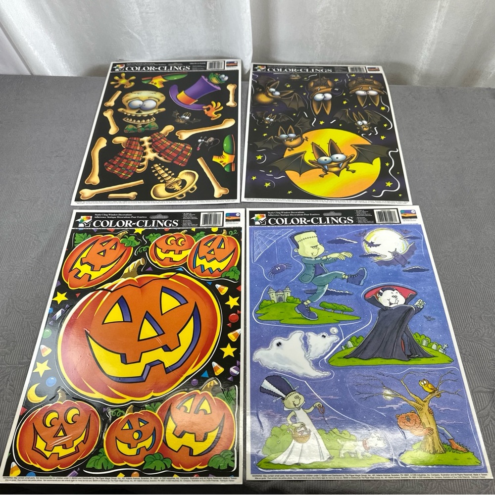 Vintage Halloween Window Decorations Reusable Color Clings